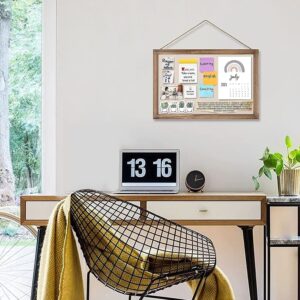 Sfugno Wood Bulletin Boards, 2-Pack Linen Wall Bulletin Board, Decorative Hanging Pin Board, Frame Cork Board Light Bulletin Boards for Home Kitchen Office