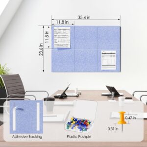 MaxGear Large Cork Board for Wall 36″ x 24″, Dark Blue Bulletin Board, 6 Pack Felt Wall Tiles with Pushpins