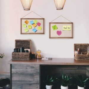 Sfugno Wood Bulletin Boards, 2-Pack Linen Wall Bulletin Board, Decorative Hanging Pin Board, Frame Cork Board Light Bulletin Boards for Home Kitchen Office