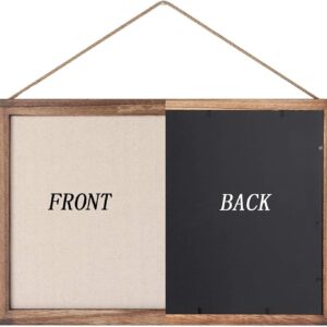 Sfugno Wood Bulletin Boards, 2-Pack Linen Wall Bulletin Board, Decorative Hanging Pin Board, Frame Cork Board Light Bulletin Boards for Home Kitchen Office