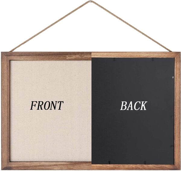 Sfugno Wood Bulletin Boards, 2-Pack Linen Wall Bulletin Board, Decorative Hanging Pin Board, Frame Cork Board Light Bulletin Boards for Home Kitchen Office