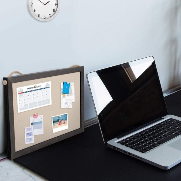 Sfugno Wood Bulletin Boards, 2-Pack Linen Wall Bulletin Board, Decorative Hanging Pin Board, Frame Cork Board Light Bulletin Boards for Home Kitchen Office