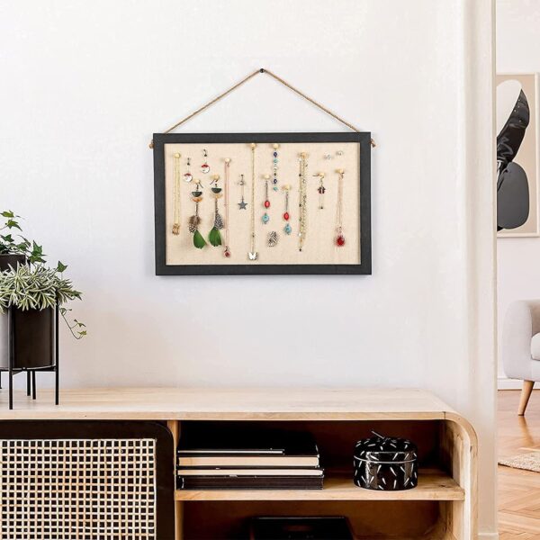 Sfugno Wood Bulletin Boards, 2-Pack Linen Wall Bulletin Board, Decorative Hanging Pin Board, Frame Cork Board Light Bulletin Boards for Home Kitchen Office