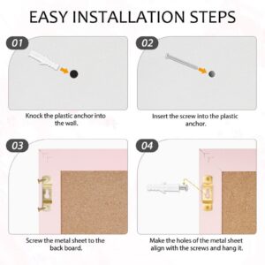 Wood Bulletin Linen Wall Bulletin Board 18″x 24″ Decorative Hanging Pin Board, Pink Frame Cork Board Light Bulletin Boards for Wall Decor for Home Kitchen Office, Pink Wood Frame