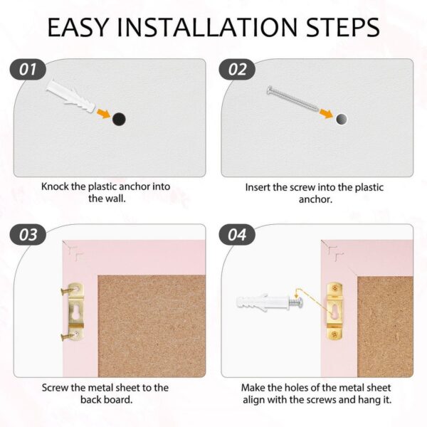 Wood Bulletin Linen Wall Bulletin Board 18″x 24″ Decorative Hanging Pin Board, Pink Frame Cork Board Light Bulletin Boards for Wall Decor for Home Kitchen Office, Pink Wood Frame