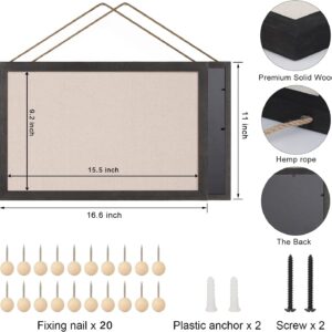 Sfugno Wood Bulletin Boards, 2-Pack Linen Wall Bulletin Board, Decorative Hanging Pin Board, Frame Cork Board Light Bulletin Boards for Home Kitchen Office