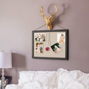 Sfugno Wood Bulletin Boards, 2-Pack Linen Wall Bulletin Board, Decorative Hanging Pin Board, Frame Cork Board Light Bulletin Boards for Home Kitchen Office