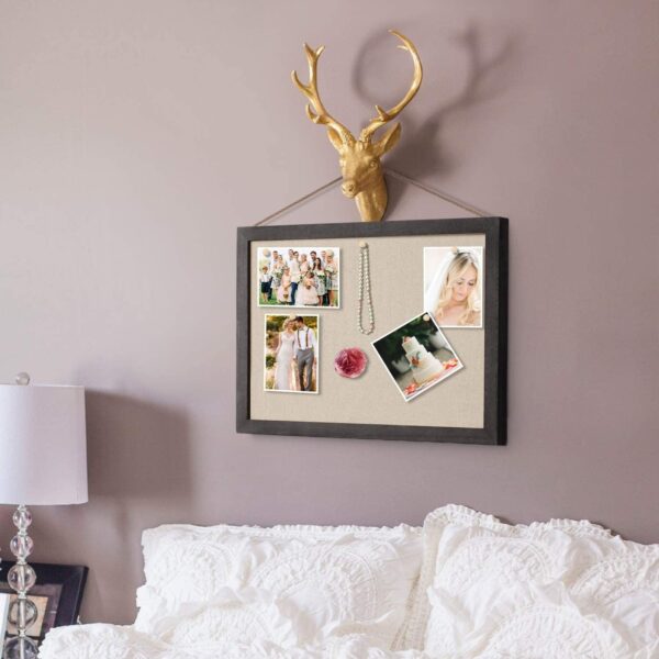 Sfugno Wood Bulletin Boards, 2-Pack Linen Wall Bulletin Board, Decorative Hanging Pin Board, Frame Cork Board Light Bulletin Boards for Home Kitchen Office
