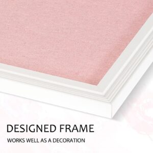 Wood Bulletin Linen Wall Bulletin Board 18″x 24″ Decorative Hanging Pin Board, Pink Frame Cork Board Light Bulletin Boards for Wall Decor for Home Kitchen Office, Pink Wood Frame