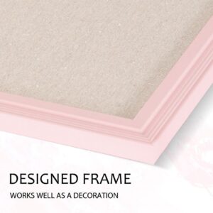 Pink Bulletin Board Pink Cork Board with Linen, Wood Framed 18″x 24″ Corkboard Bulletin Board for Wall Decor, Wall Mounted Pin Board Picture Board, White Wood Frame