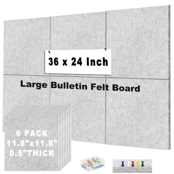 Cork Board Felt Board Tiles for Walls with 60 Push Pins, 11.8″x11.8″ Pack of 6 Pin Board Notice Boards for Home Office Kitchen, Bulletin Board Wall Tiles for Photos Memos, Light Grey Cork Board Felt Board Tiles for Walls with 60 Push Pins, 11.8″x11.8″ Pack of 6 Pin Board Notice Boards for Home Office Kitchen, Bulletin Board Wall Tiles for Photos Memos, Light Grey