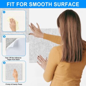 Cork Board Felt Board Tiles for Walls with 60 Push Pins, 11.8″x11.8″ Pack of 6 Pin Board Notice Boards for Home Office Kitchen, Bulletin Board Wall Tiles for Photos Memos, Light Grey