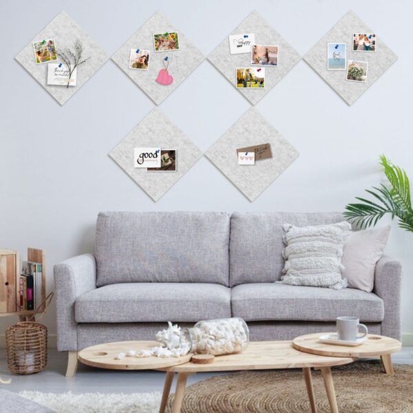 Cork Board Felt Board Tiles for Walls with 60 Push Pins, 11.8″x11.8″ Pack of 6 Pin Board Notice Boards for Home Office Kitchen, Bulletin Board Wall Tiles for Photos Memos, Light Grey