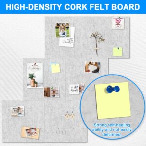 Cork Board Felt Board Tiles for Walls with 60 Push Pins, 11.8″x11.8″ Pack of 6 Pin Board Notice Boards for Home Office Kitchen, Bulletin Board Wall Tiles for Photos Memos, Light Grey