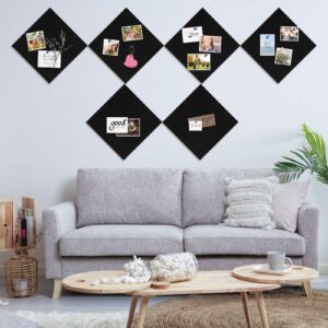 Cork Board Felt Board Tiles for Walls with 60 Push Pins, 11.8″x11.8″ Pack of 6 Pin Board Notice Boards for Home Office Kitchen, Bulletin Board Wall Tiles for Photos Memos, Light Grey