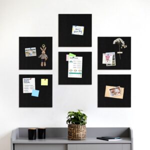 Cork Board Felt Board Tiles for Walls with 60 Push Pins, 11.8″x11.8″ Pack of 6 Pin Board Notice Boards for Home Office Kitchen, Bulletin Board Wall Tiles for Photos Memos, Light Grey