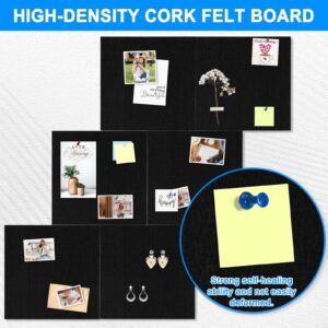 Cork Board Felt Board Tiles for Walls with 60 Push Pins, 11.8″x11.8″ Pack of 6 Pin Board Notice Boards for Home Office Kitchen, Bulletin Board Wall Tiles for Photos Memos, Light Grey