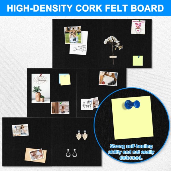 Cork Board Felt Board Tiles for Walls with 60 Push Pins, 11.8″x11.8″ Pack of 6 Pin Board Notice Boards for Home Office Kitchen, Bulletin Board Wall Tiles for Photos Memos, Light Grey