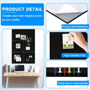 Cork Board Felt Board Tiles for Walls with 60 Push Pins, 11.8″x11.8″ Pack of 6 Pin Board Notice Boards for Home Office Kitchen, Bulletin Board Wall Tiles for Photos Memos, Light Grey