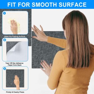 Cork Board Felt Board Tiles for Walls with 60 Push Pins, 11.8″x11.8″ Pack of 6 Pin Board Notice Boards for Home Office Kitchen, Bulletin Board Wall Tiles for Photos Memos, Light Grey