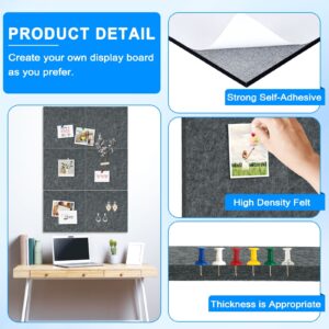Cork Board Felt Board Tiles for Walls with 60 Push Pins, 11.8″x11.8″ Pack of 6 Pin Board Notice Boards for Home Office Kitchen, Bulletin Board Wall Tiles for Photos Memos, Light Grey