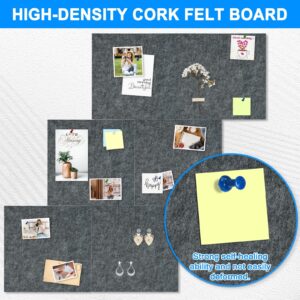 Cork Board Felt Board Tiles for Walls with 60 Push Pins, 11.8″x11.8″ Pack of 6 Pin Board Notice Boards for Home Office Kitchen, Bulletin Board Wall Tiles for Photos Memos, Light Grey