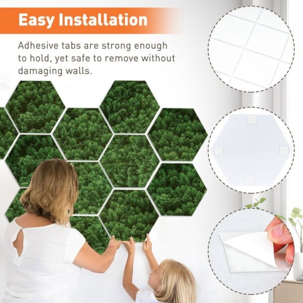 Cork Board Felt Board Tiles for Walls with 60 Push Pins, 11.8″x11.8″ Pack of 6 Pin Board Notice Boards for Home Office Kitchen, Bulletin Board Wall Tiles for Photos Memos, Light Grey