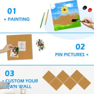Cork Board Felt Board Tiles for Walls with 60 Push Pins, 11.8″x11.8″ Pack of 6 Pin Board Notice Boards for Home Office Kitchen, Bulletin Board Wall Tiles for Photos Memos, Light Grey
