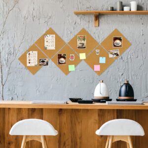 Cork Board Felt Board Tiles for Walls with 60 Push Pins, 11.8″x11.8″ Pack of 6 Pin Board Notice Boards for Home Office Kitchen, Bulletin Board Wall Tiles for Photos Memos, Light Grey