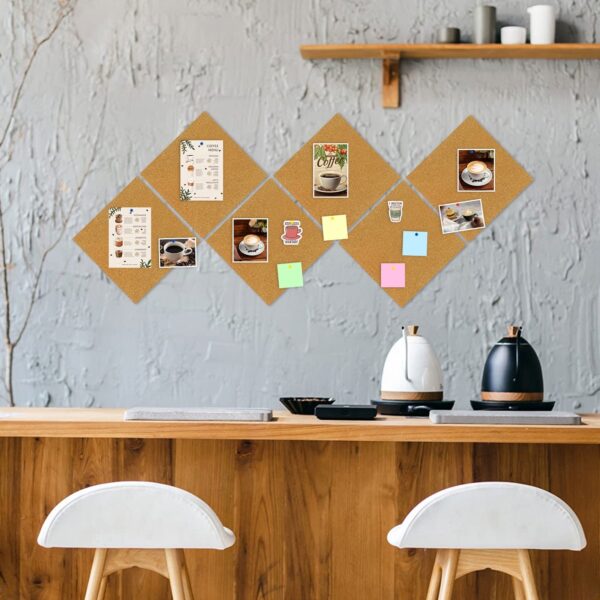 Cork Board Felt Board Tiles for Walls with 60 Push Pins, 11.8″x11.8″ Pack of 6 Pin Board Notice Boards for Home Office Kitchen, Bulletin Board Wall Tiles for Photos Memos, Light Grey