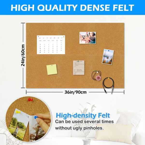 Cork Board Felt Board Tiles for Walls with 60 Push Pins, 11.8″x11.8″ Pack of 6 Pin Board Notice Boards for Home Office Kitchen, Bulletin Board Wall Tiles for Photos Memos, Light Grey