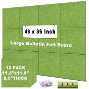 Cork Board Felt Board Tiles for Walls with 60 Push Pins, 11.8″x11.8″ Pack of 6 Pin Board Notice Boards for Home Office Kitchen, Bulletin Board Wall Tiles for Photos Memos, Light Grey