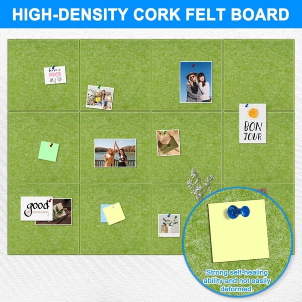 Cork Board Felt Board Tiles for Walls with 60 Push Pins, 11.8″x11.8″ Pack of 6 Pin Board Notice Boards for Home Office Kitchen, Bulletin Board Wall Tiles for Photos Memos, Light Grey