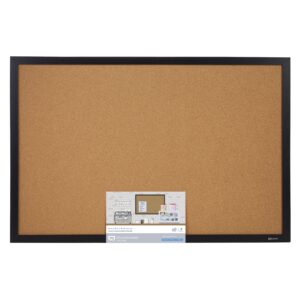 Quartet Cork Bulletin Board, 24″ x 36″, Black Frame
