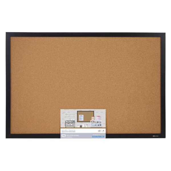 Quartet Cork Bulletin Board, 24″ x 36″, Black Frame