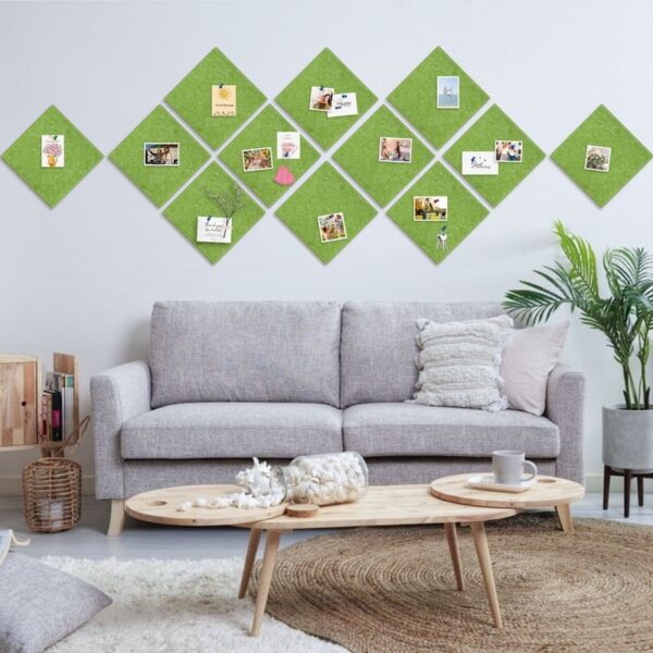 Cork Board Felt Board Tiles for Walls with 60 Push Pins, 11.8″x11.8″ Pack of 6 Pin Board Notice Boards for Home Office Kitchen, Bulletin Board Wall Tiles for Photos Memos, Light Grey