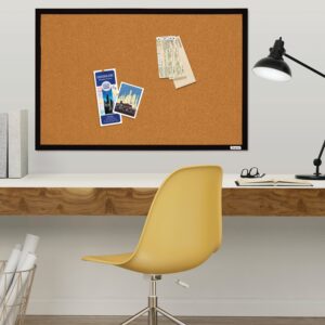 Quartet Cork Bulletin Board, 24″ x 36″, Black Frame