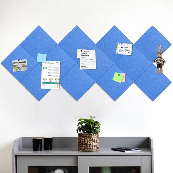 Cork Board Felt Board Tiles for Walls with 60 Push Pins, 11.8″x11.8″ Pack of 6 Pin Board Notice Boards for Home Office Kitchen, Bulletin Board Wall Tiles for Photos Memos, Light Grey