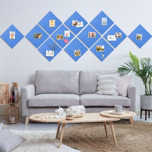 Cork Board Felt Board Tiles for Walls with 60 Push Pins, 11.8″x11.8″ Pack of 6 Pin Board Notice Boards for Home Office Kitchen, Bulletin Board Wall Tiles for Photos Memos, Light Grey