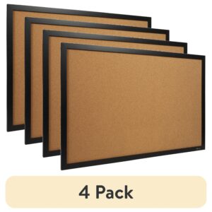 Quartet Cork Bulletin Board, 24″ x 36″, Black Frame