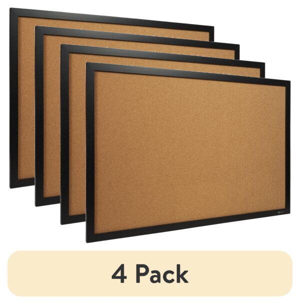 Quartet Cork Bulletin Board, 24″ x 36″, Black Frame