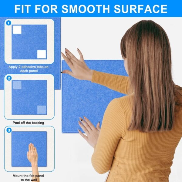 Cork Board Felt Board Tiles for Walls with 60 Push Pins, 11.8″x11.8″ Pack of 6 Pin Board Notice Boards for Home Office Kitchen, Bulletin Board Wall Tiles for Photos Memos, Light Grey