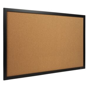 Quartet Cork Bulletin Board, 24″ x 36″, Black Frame