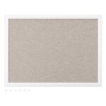 Navaris Framed Linen Bulletin Board – approx. 58 x 43cm Fabric Jewelry Organizer Pinboard for Wall Memory Memo Pin Board – Natural Linen with White Frame