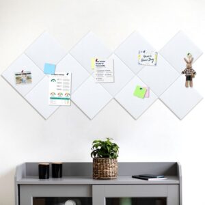 Cork Board Felt Board Tiles for Walls with 60 Push Pins, 11.8″x11.8″ Pack of 6 Pin Board Notice Boards for Home Office Kitchen, Bulletin Board Wall Tiles for Photos Memos, Light Grey
