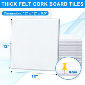 Cork Board Felt Board Tiles for Walls with 60 Push Pins, 11.8″x11.8″ Pack of 6 Pin Board Notice Boards for Home Office Kitchen, Bulletin Board Wall Tiles for Photos Memos, Light Grey