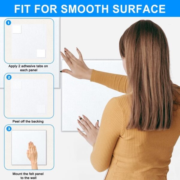 Cork Board Felt Board Tiles for Walls with 60 Push Pins, 11.8″x11.8″ Pack of 6 Pin Board Notice Boards for Home Office Kitchen, Bulletin Board Wall Tiles for Photos Memos, Light Grey