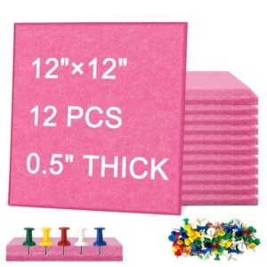 Cork Board Felt Board Tiles for Walls with 60 Push Pins, 11.8″x11.8″ Pack of 6 Pin Board Notice Boards for Home Office Kitchen, Bulletin Board Wall Tiles for Photos Memos, Light Grey