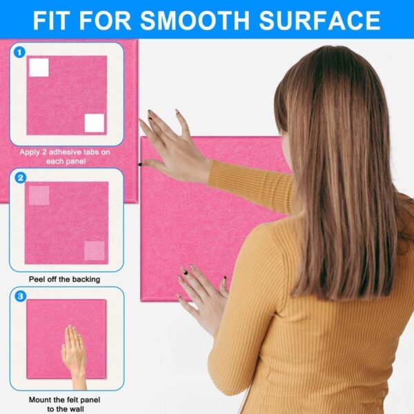 Cork Board Felt Board Tiles for Walls with 60 Push Pins, 11.8″x11.8″ Pack of 6 Pin Board Notice Boards for Home Office Kitchen, Bulletin Board Wall Tiles for Photos Memos, Light Grey
