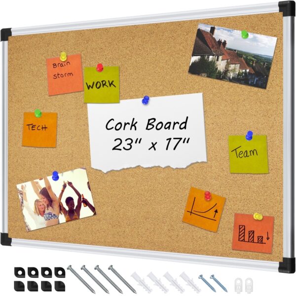 AGCAN Pin Board for Wall 23″ x 17″ Cork Bulletin Board Memory Vision Board Picture Tack Board